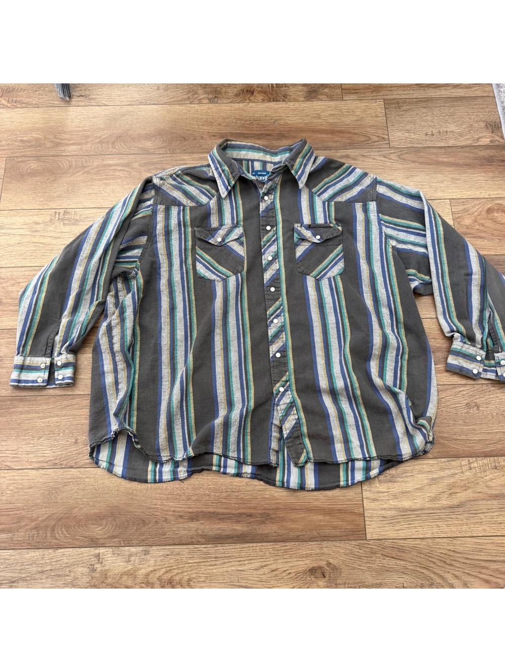 Vtg Wrangler Big Man Striped Pearl Snap Western Shirt 3X